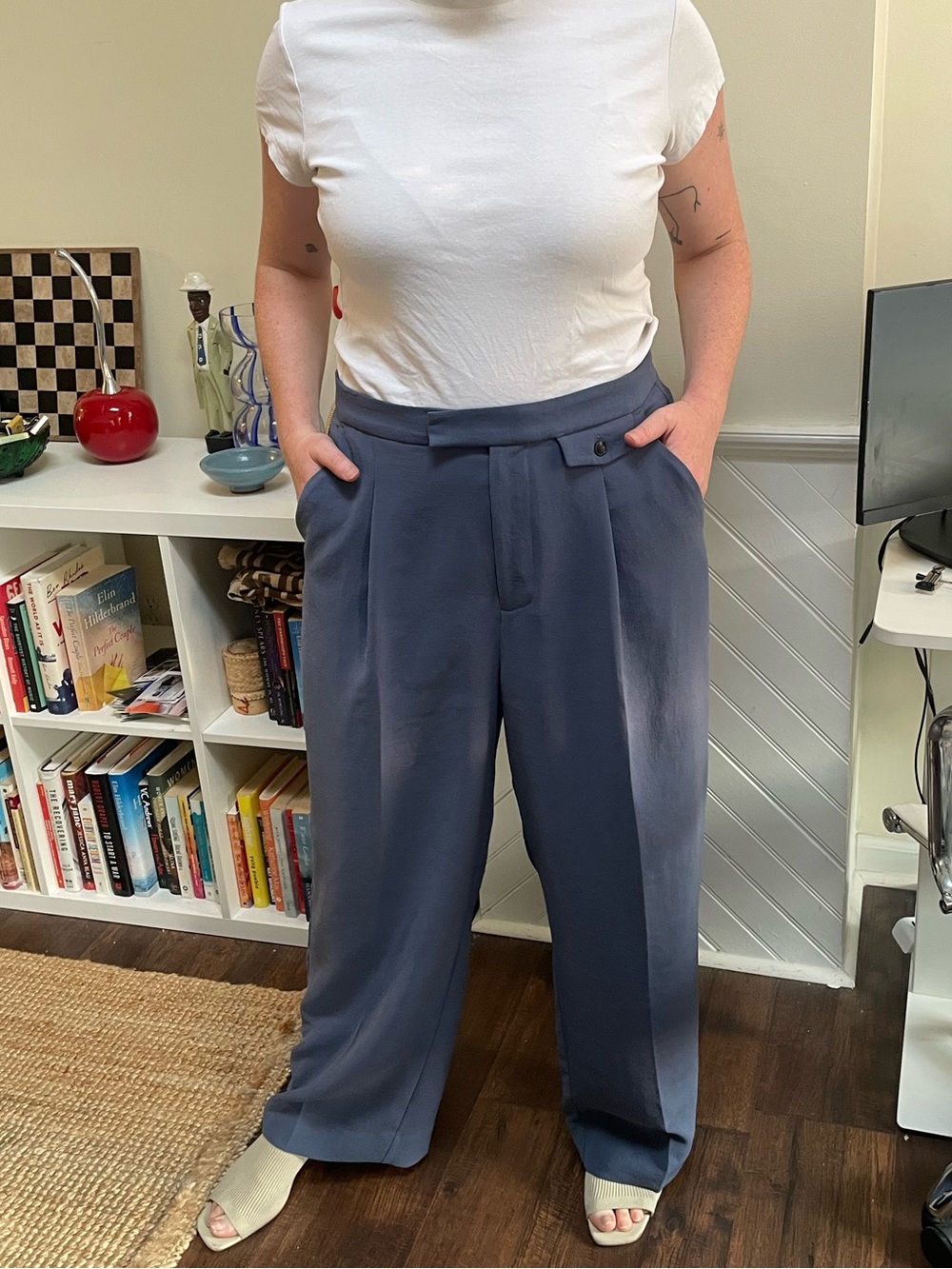 Madewell Blue Wide Leg Trouser Pants High Rise Size 14 - Picture 2 of 8